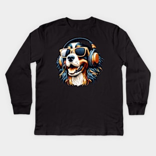 American Water Spaniel Smiling DJ: Euphonic Waves, Joyful Gaze Kids Long Sleeve T-Shirt